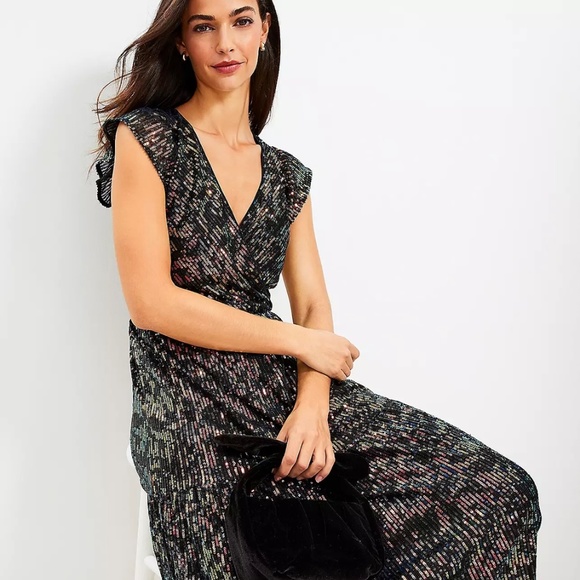 Loft Sequin Flutter Tiered Midi Dress - Picture 4 of 5